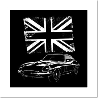 Jaguar E-Type - british flag Posters and Art